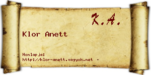 Klor Anett névjegykártya